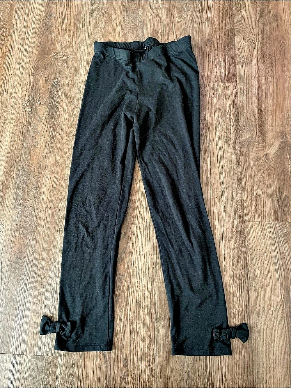 Black Ankle Bow Tie Leggings Girls Size M 8